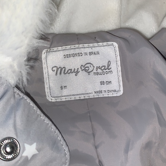 Mayoral 6M Gray Star Snowsuit Bunting EUC Feet Covers - Picture 7 of 12